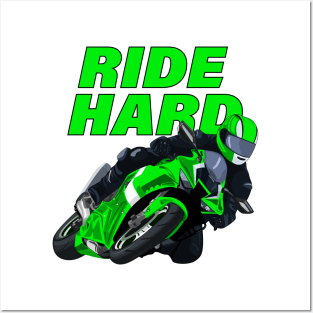 Ride Hard sport motorbike print Posters and Art